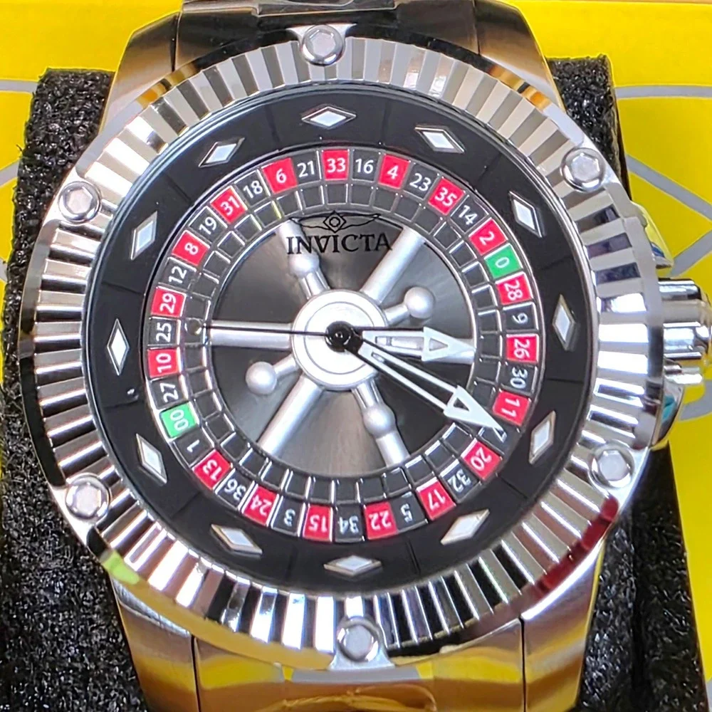 Invicta Specialty Roulette Automatic Men's Watch 52mm Steel NEW Yellow Diver Box